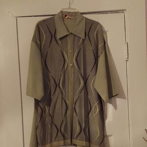 Silver Jeans Green and Black Patterned Button Down Shirt